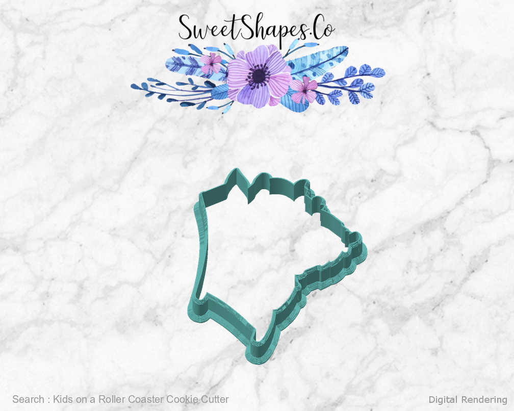 Kids on a Roller Coaster Cookie Cutter — angled front view