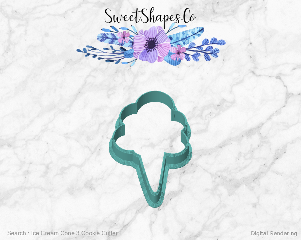 Ice Cream Cone 3 Cookie Cutter — front view