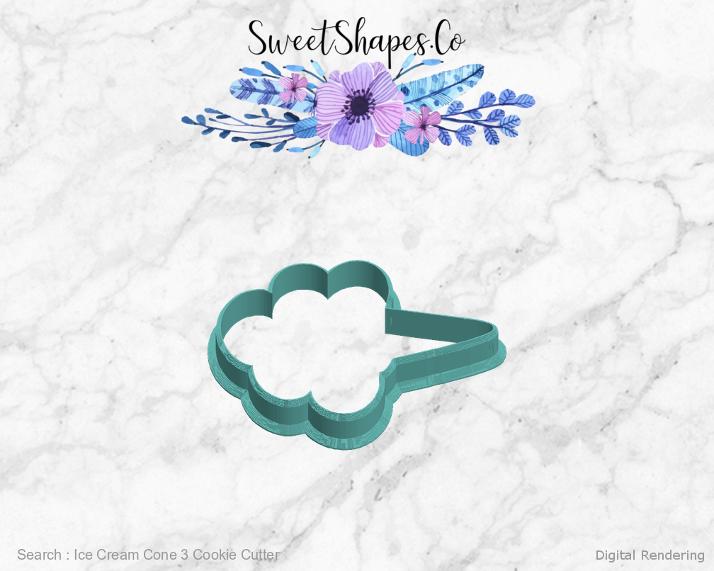 Ice Cream Cone 3 Cookie Cutter — left view