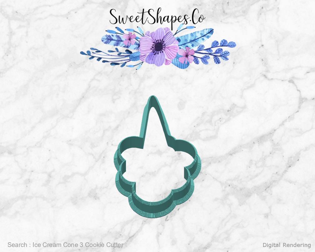 Ice Cream Cone 3 Cookie Cutter — back view