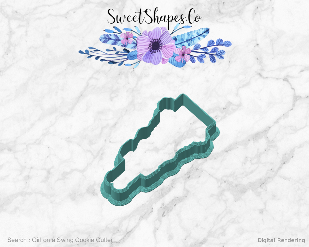 Girl on a Swing Cookie Cutter — angled front view