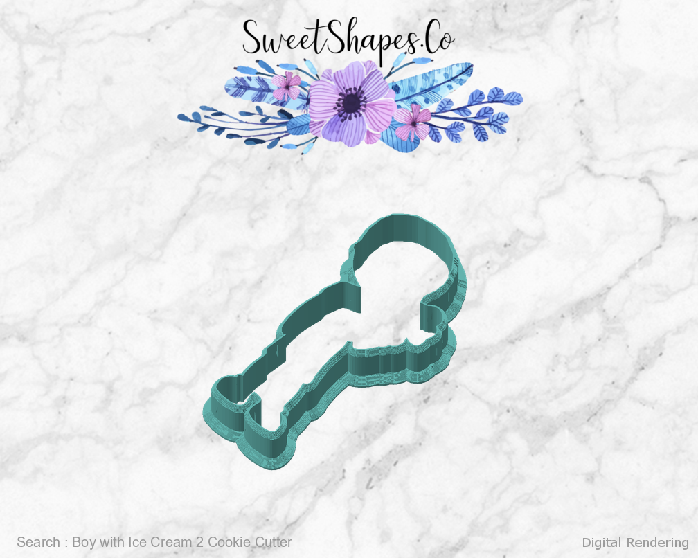 Boy with Ice Cream 2 Cookie Cutter — angled front view