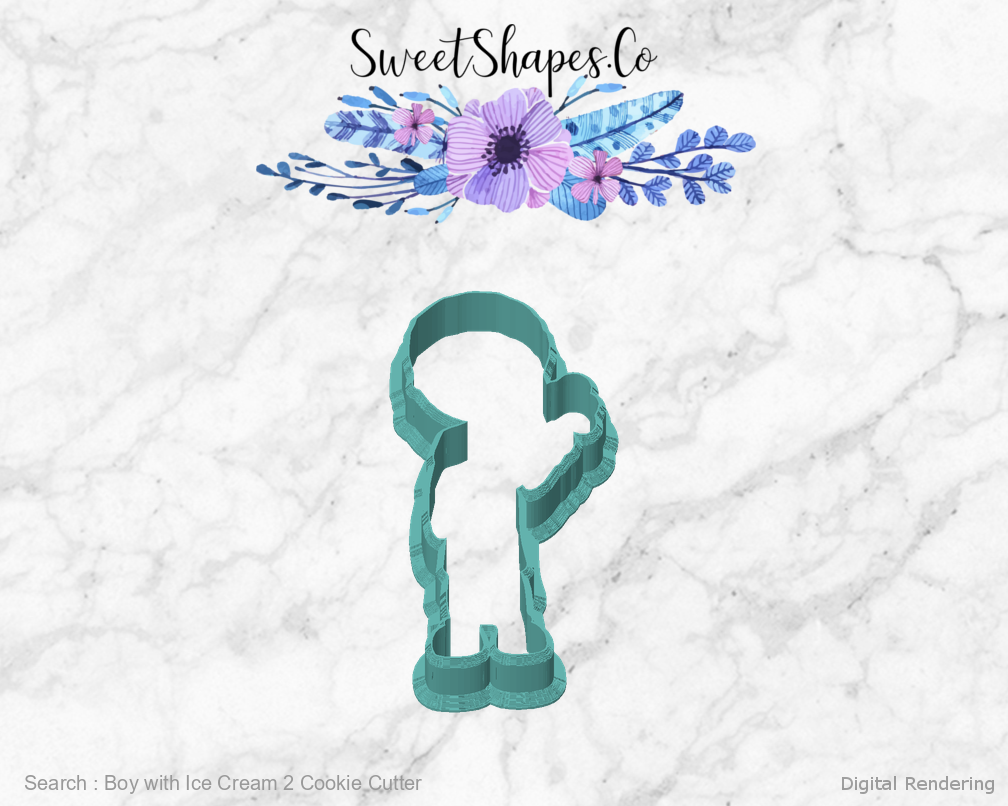 Boy with Ice Cream 2 Cookie Cutter — front view