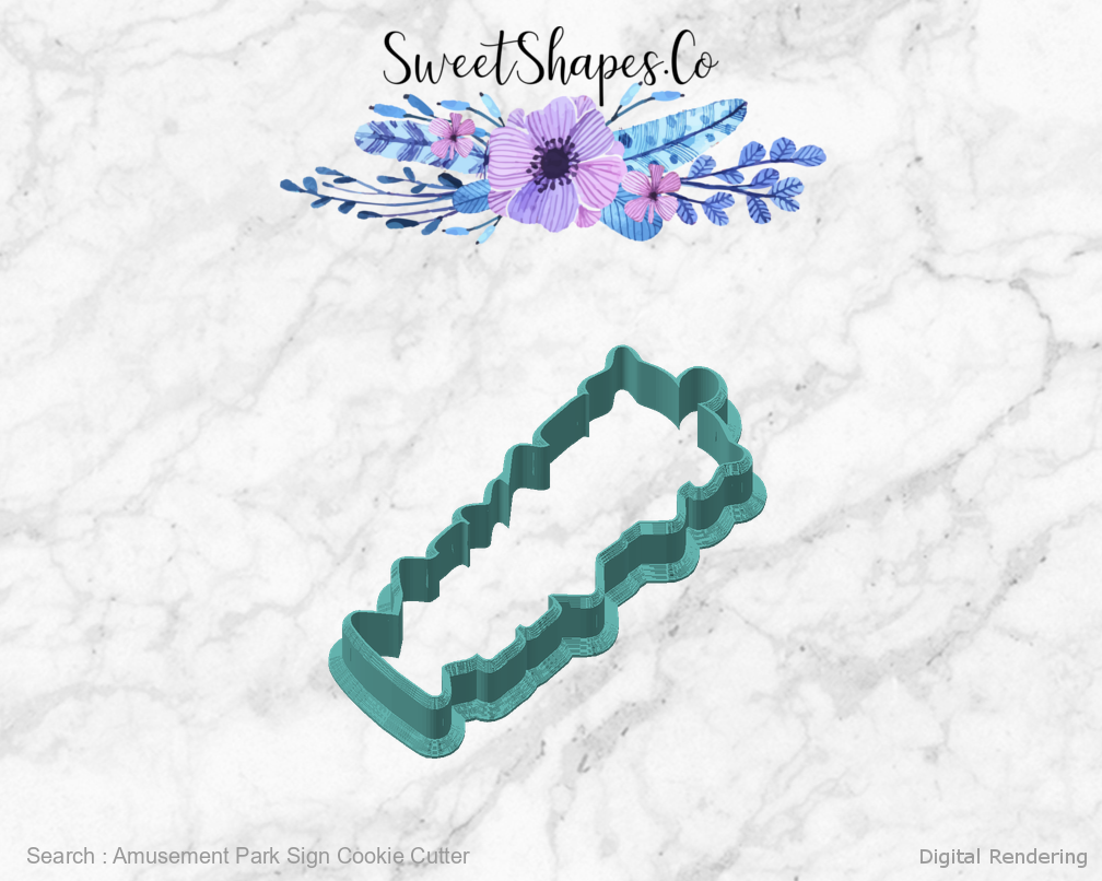 Amusement Park Sign Cookie Cutter — angled front view