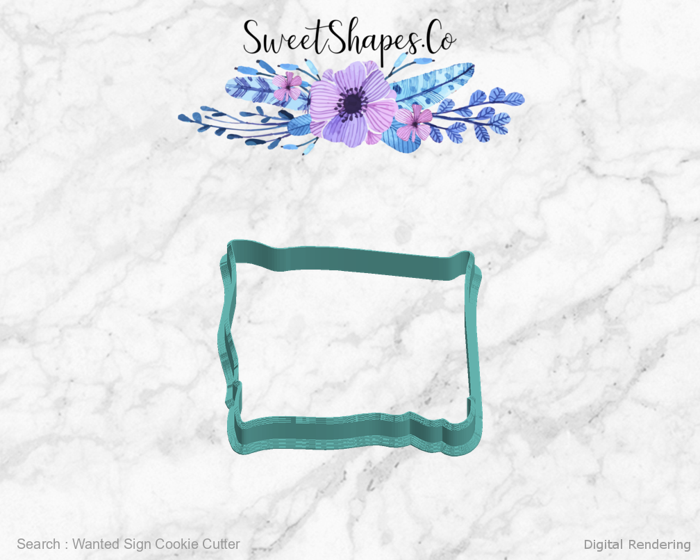 Wanted Sign Cookie Cutter — left view