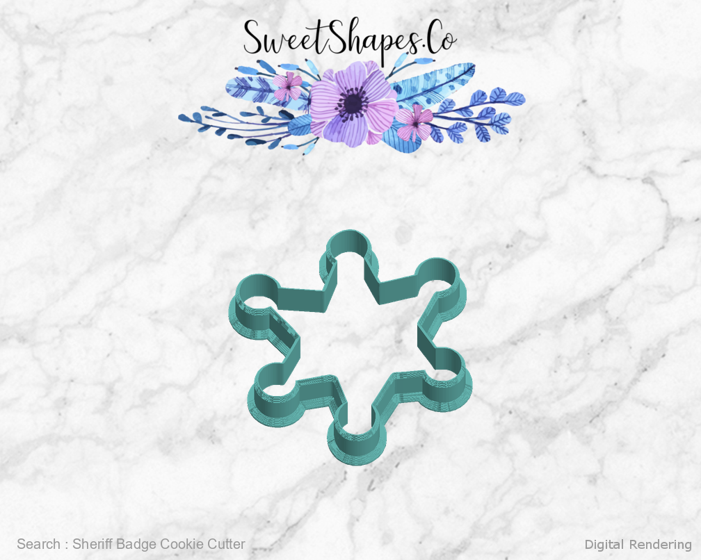 Sheriff Badge Cookie Cutter — left view