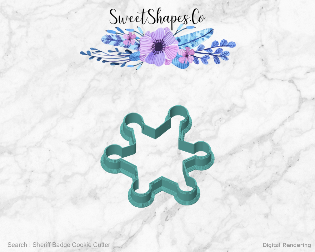 Sheriff Badge Cookie Cutter — front view