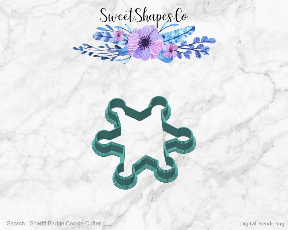 Sheriff Badge Cookie Cutter — back view