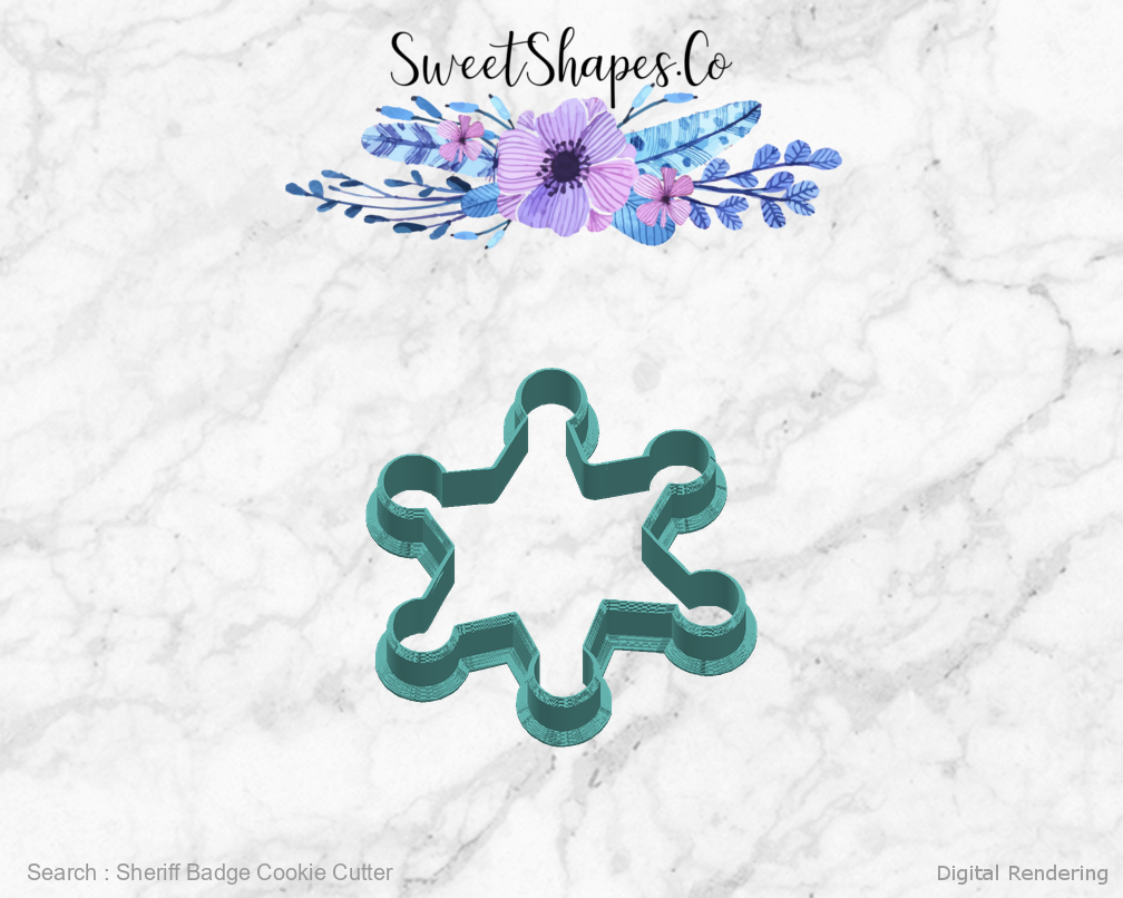 Sheriff Badge Cookie Cutter — right view