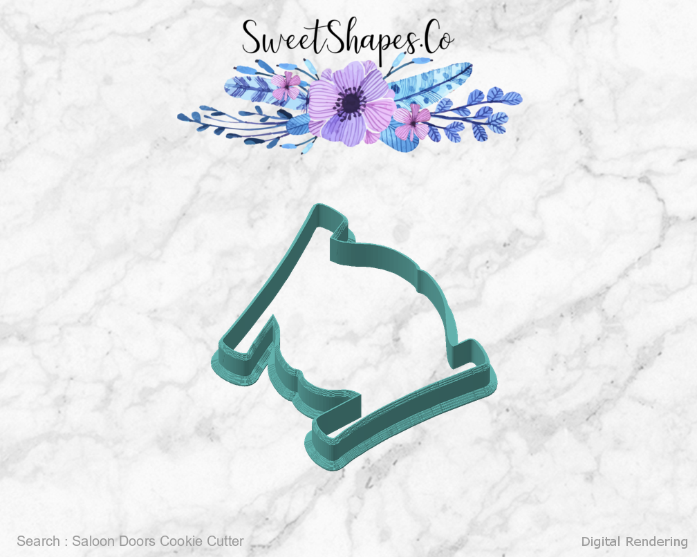 Saloon Doors Cookie Cutter — angled front view