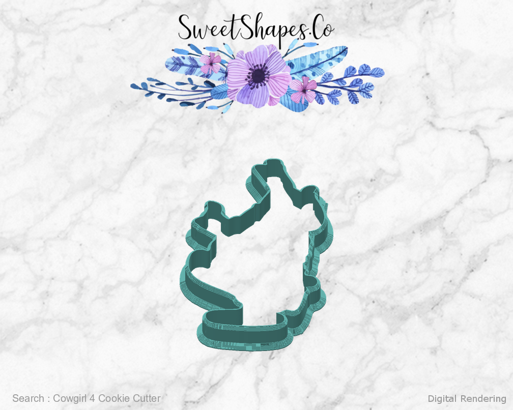Cowgirl 4 Cookie Cutter — back view