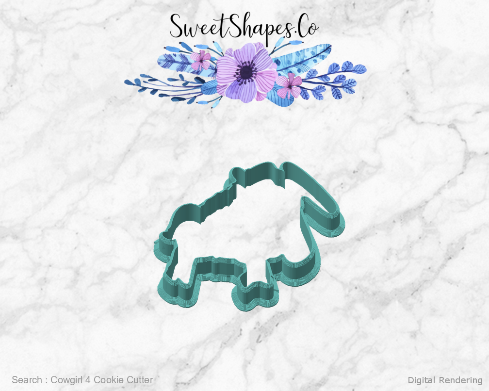 Cowgirl 4 Cookie Cutter — angled front view