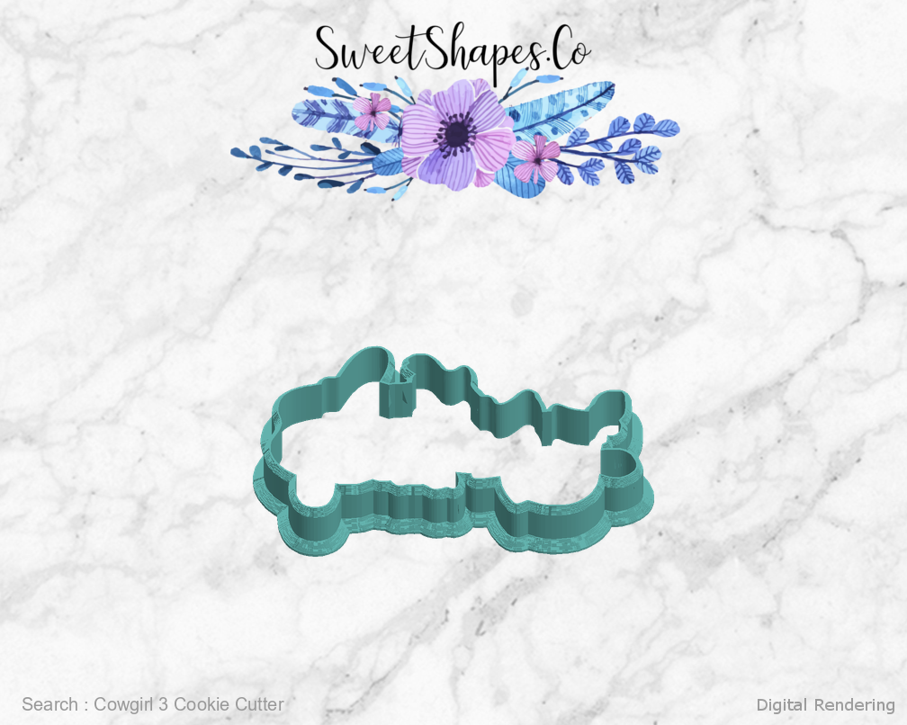Cowgirl 3 Cookie Cutter — left view