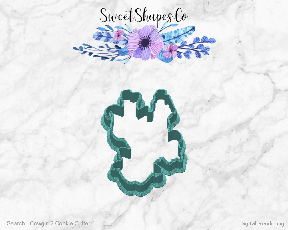 Cowgirl 2 Cookie Cutter — back view