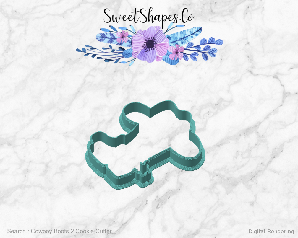 Cowboy Boots 2 Cookie Cutter — angled front view