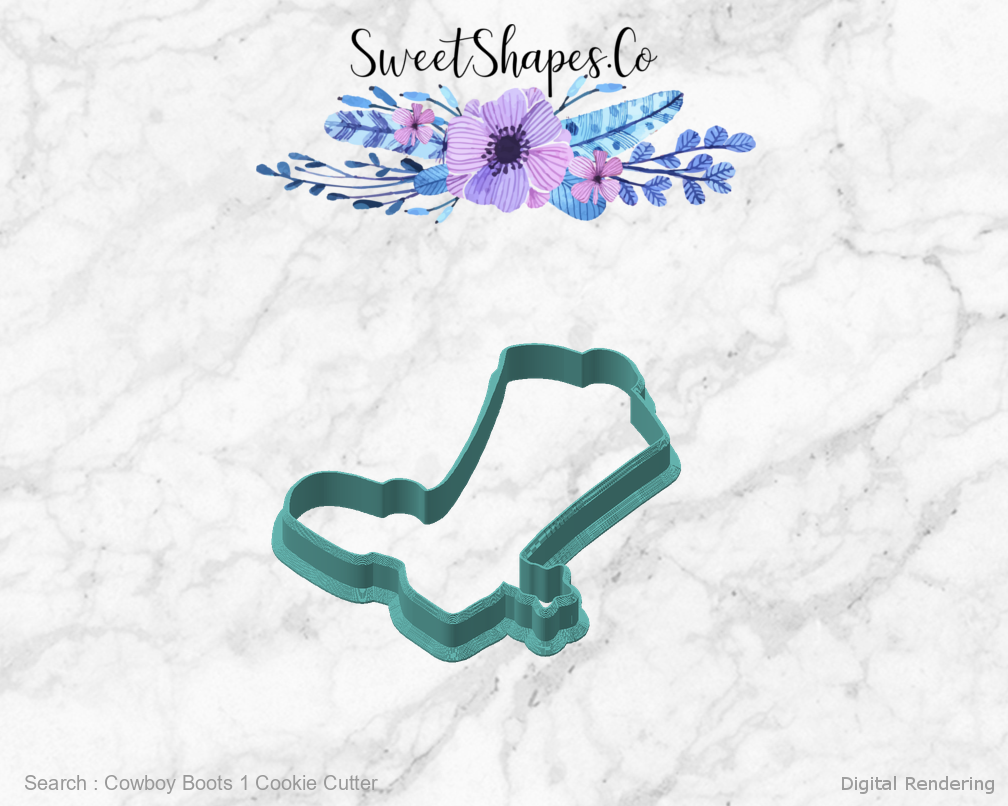 Cowboy Boots 1 Cookie Cutter — angled front view