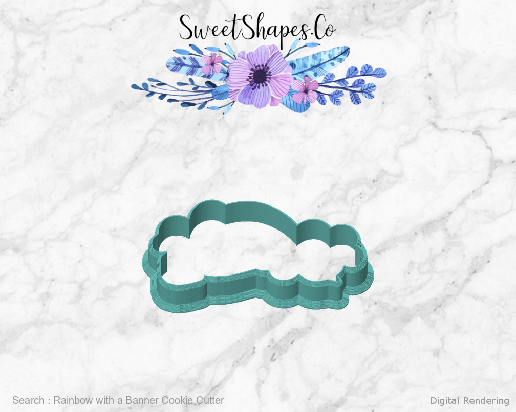 Rainbow with a Banner Cookie Cutter — front view