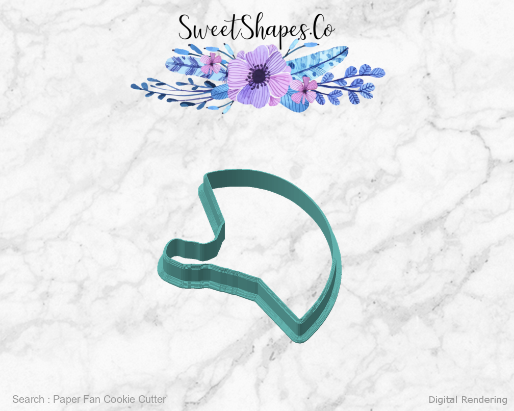 Paper Fan Cookie Cutter — angled front view