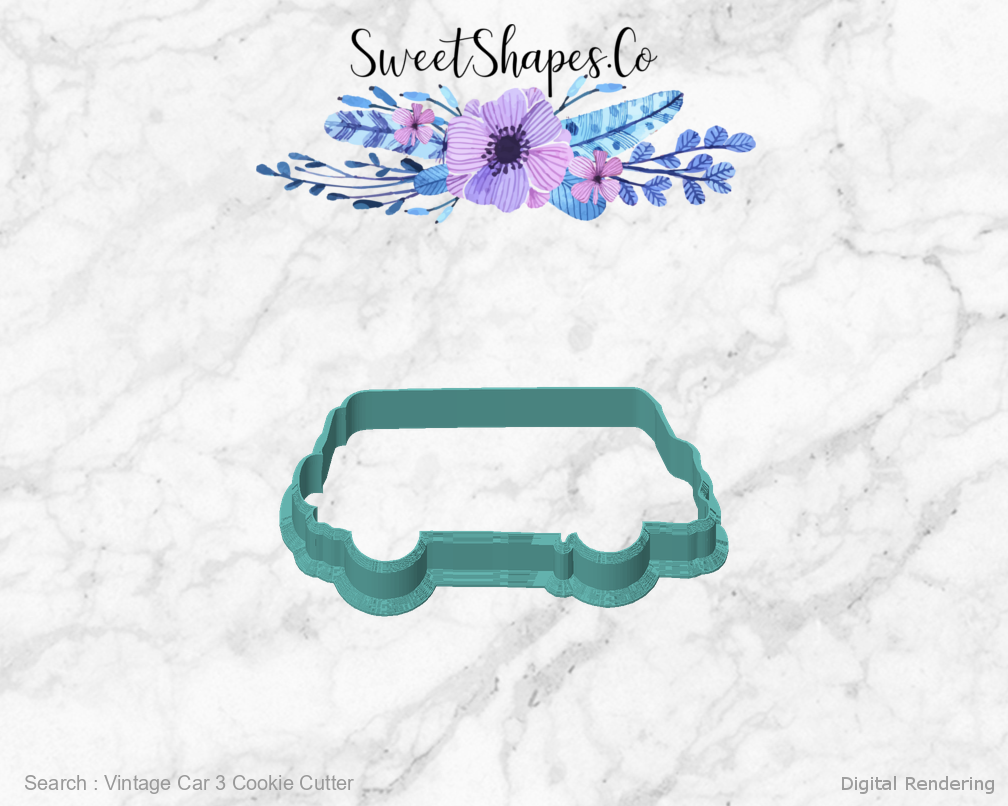 Vintage Car 3 Cookie Cutter — front view