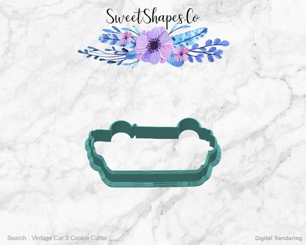 Vintage Car 3 Cookie Cutter — back view