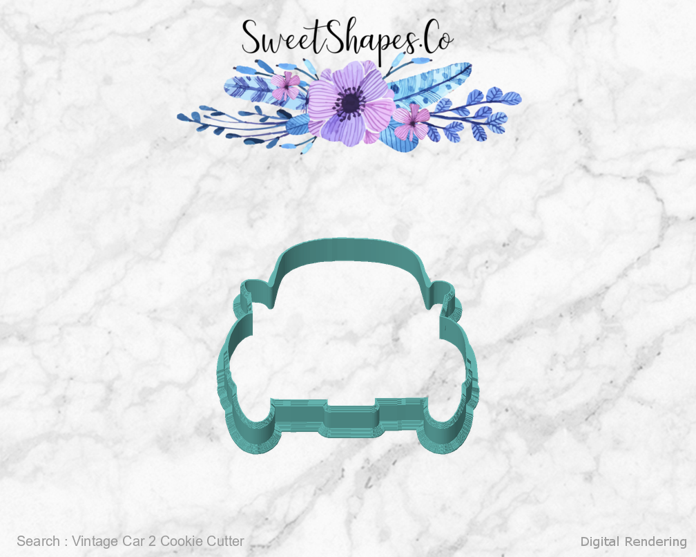 Vintage Car 2 Cookie Cutter — front view