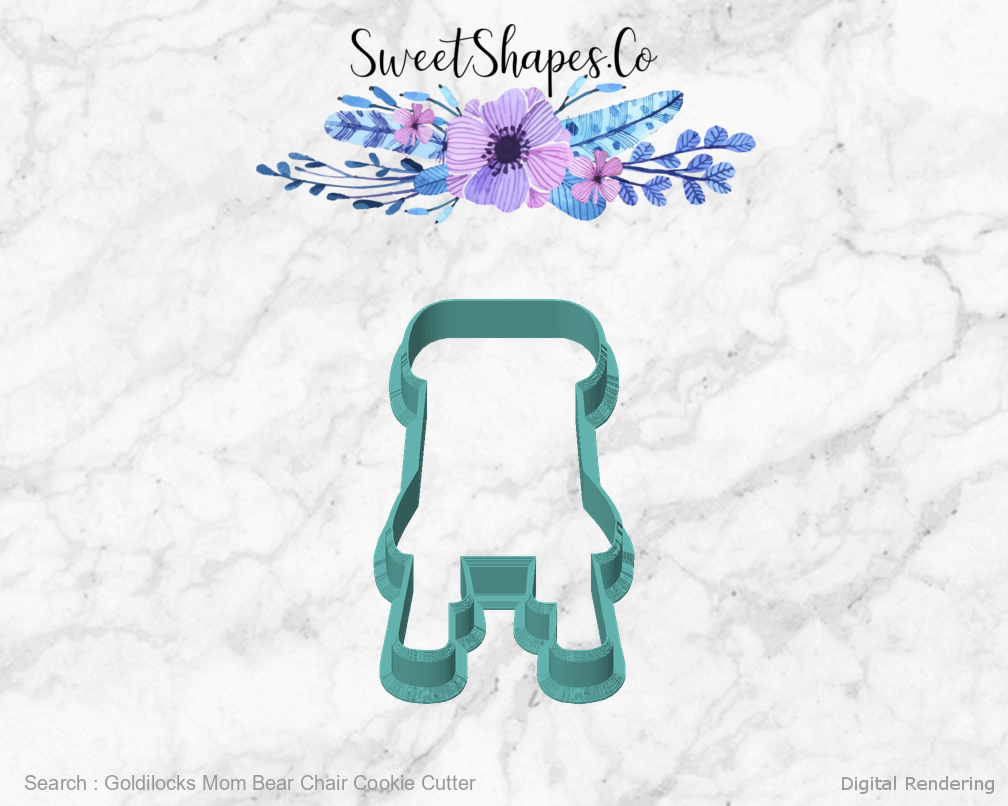 Goldilocks Mom Bear Chair Cookie Cutter — front view