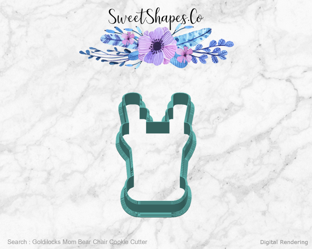 Goldilocks Mom Bear Chair Cookie Cutter — back view