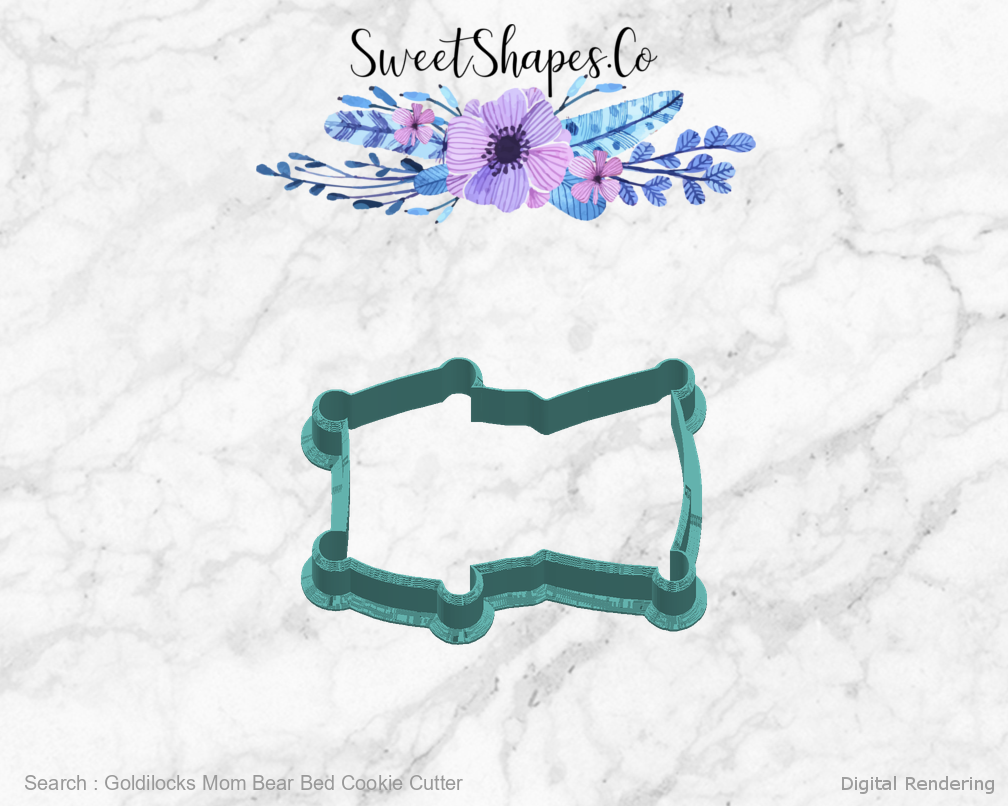 Goldilocks Mom Bear Bed Cookie Cutter — right view