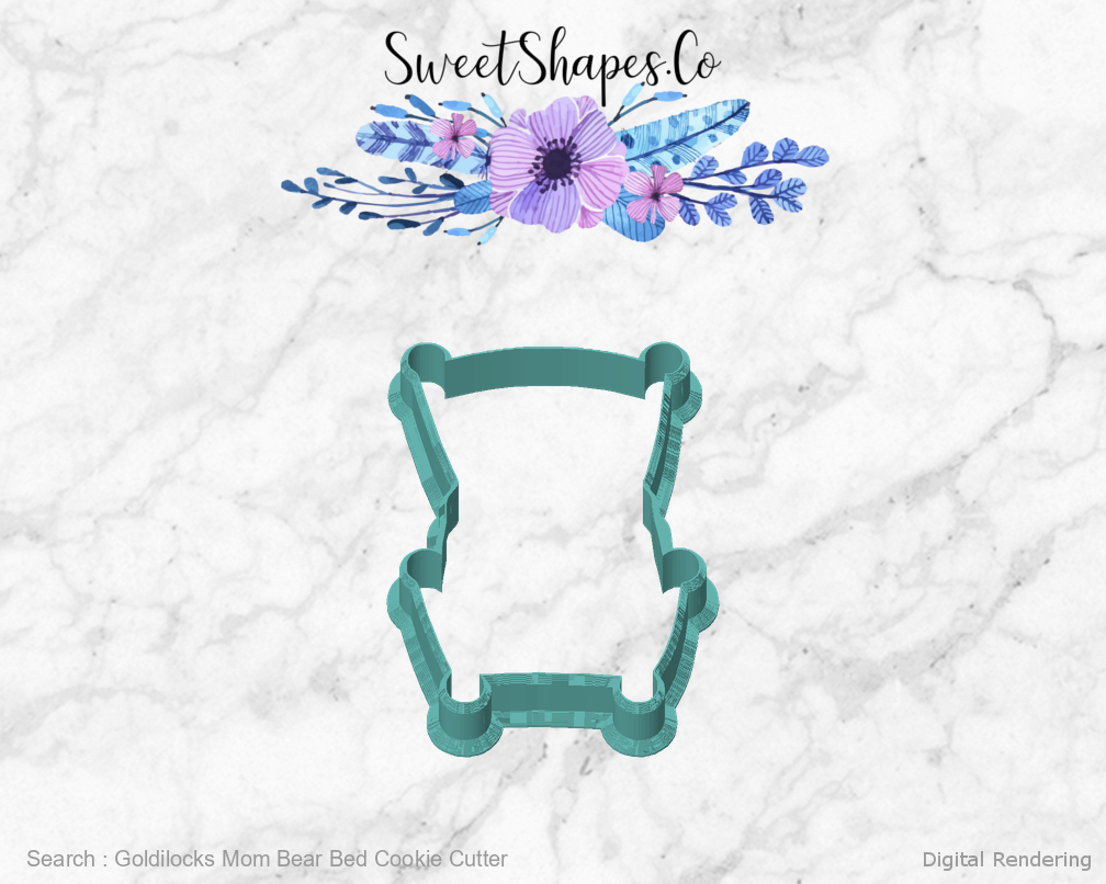 Goldilocks Mom Bear Bed Cookie Cutter — front view