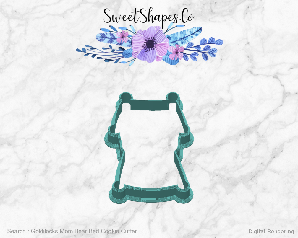Goldilocks Mom Bear Bed Cookie Cutter — back view