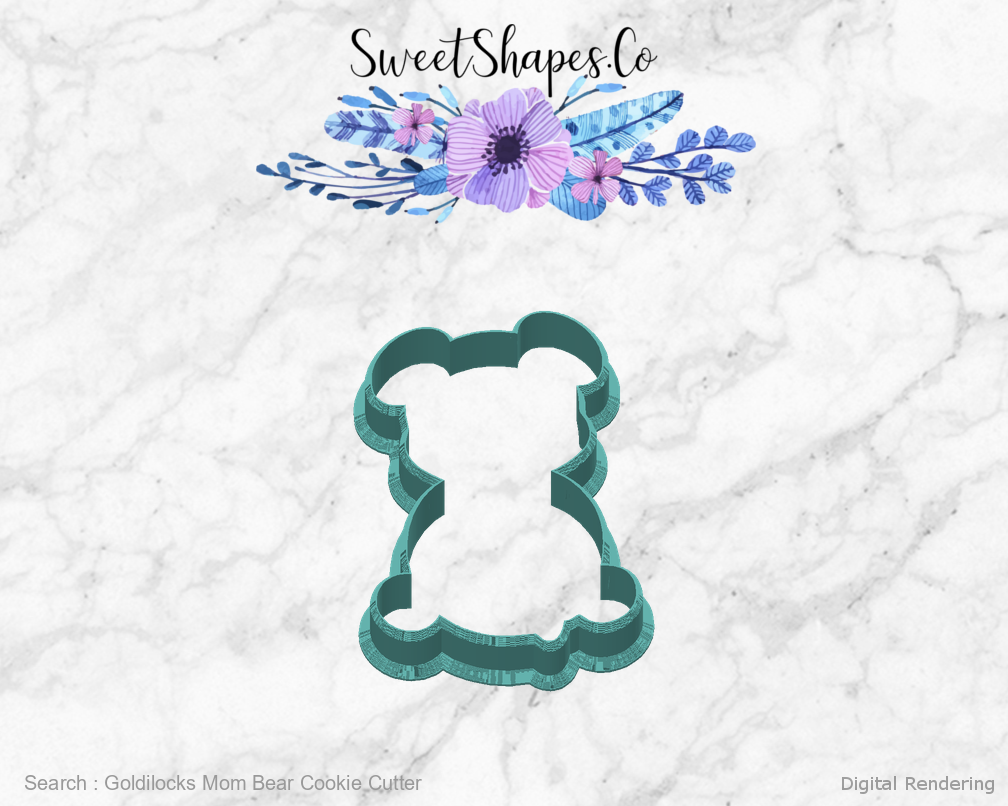 Goldilocks Mom Bear Cookie Cutter — back view