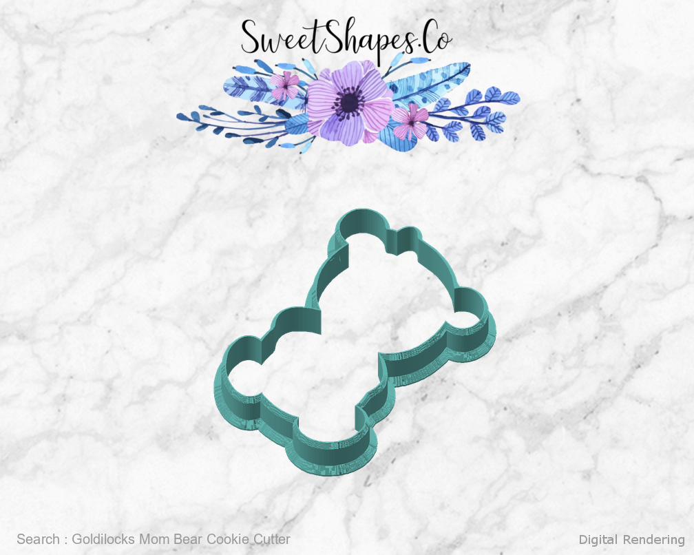 Goldilocks Mom Bear Cookie Cutter — angled front view