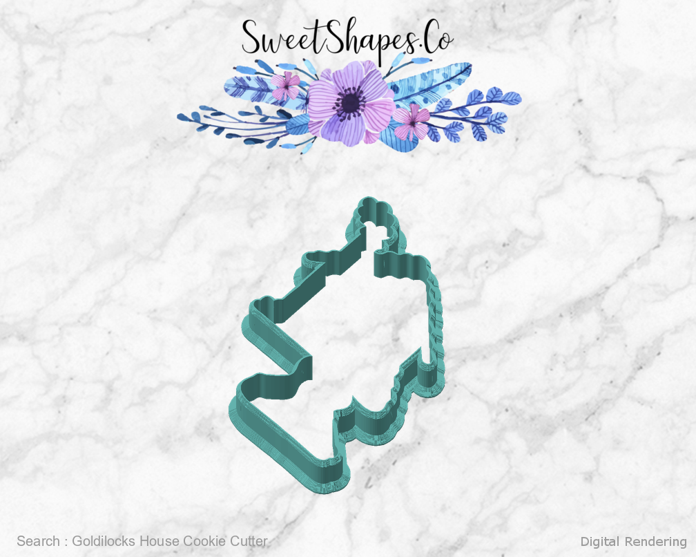 Goldilocks House Cookie Cutter — angled front view