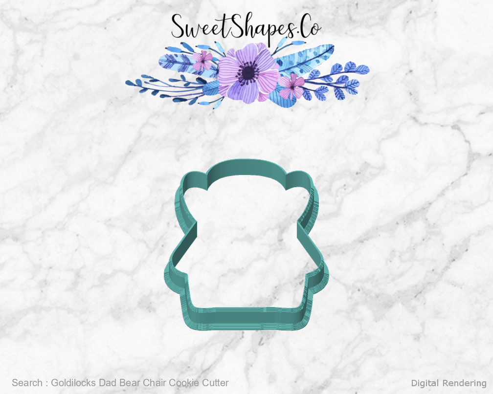 Goldilocks Dad Bear Chair Cookie Cutter — front view