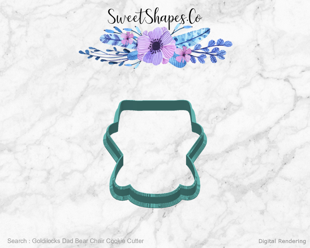 Goldilocks Dad Bear Chair Cookie Cutter — back view