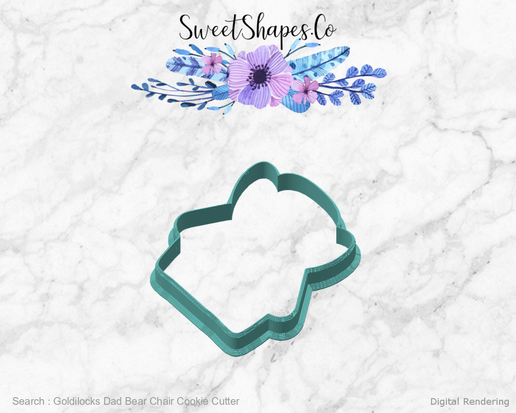 Goldilocks Dad Bear Chair Cookie Cutter — angled front view