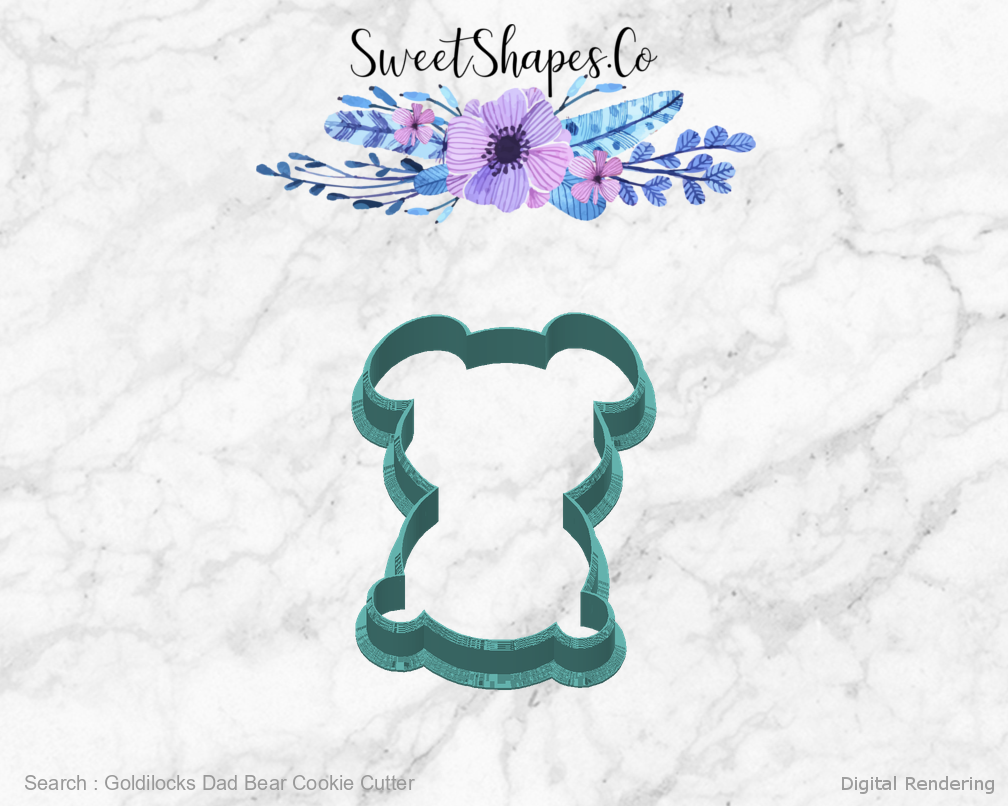 Goldilocks Dad Bear Cookie Cutter — back view