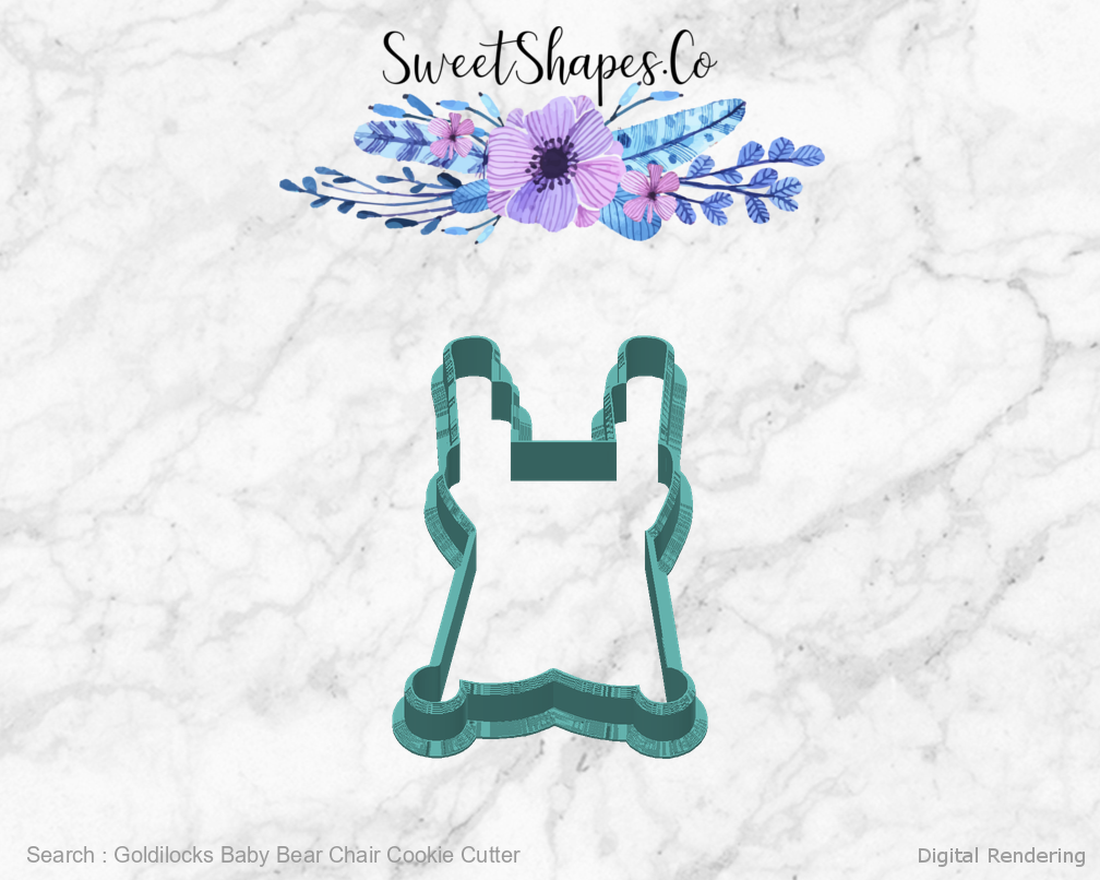 Goldilocks Baby Bear Chair Cookie Cutter — back view