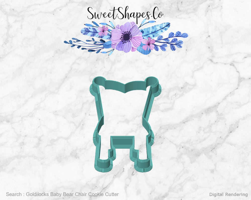 Goldilocks Baby Bear Chair Cookie Cutter — front view
