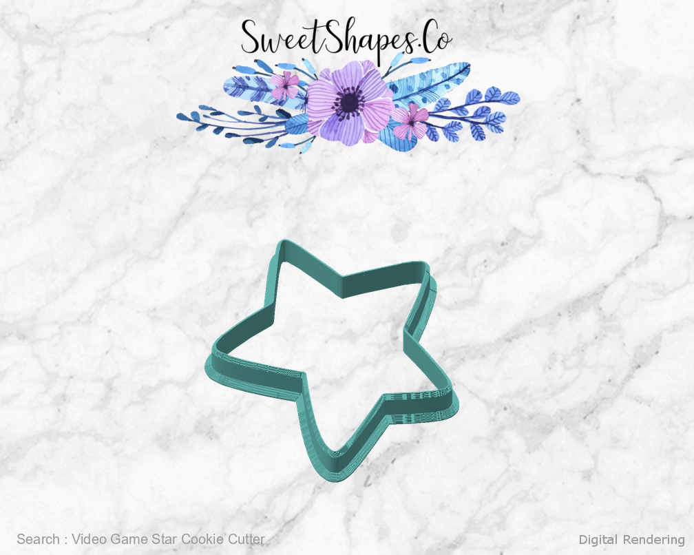 Video Game Star Cookie Cutter — angled front view