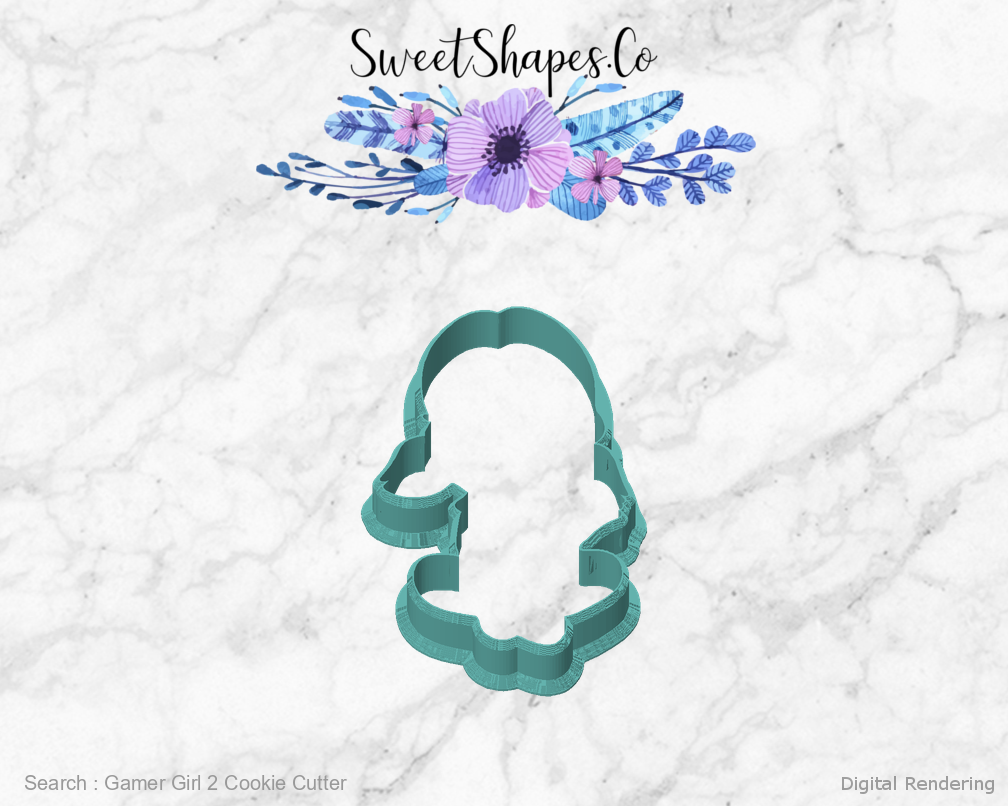 Gamer Girl 2 Cookie Cutter — front view