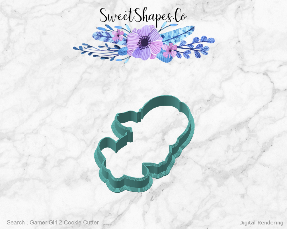 Gamer Girl 2 Cookie Cutter — angled front view