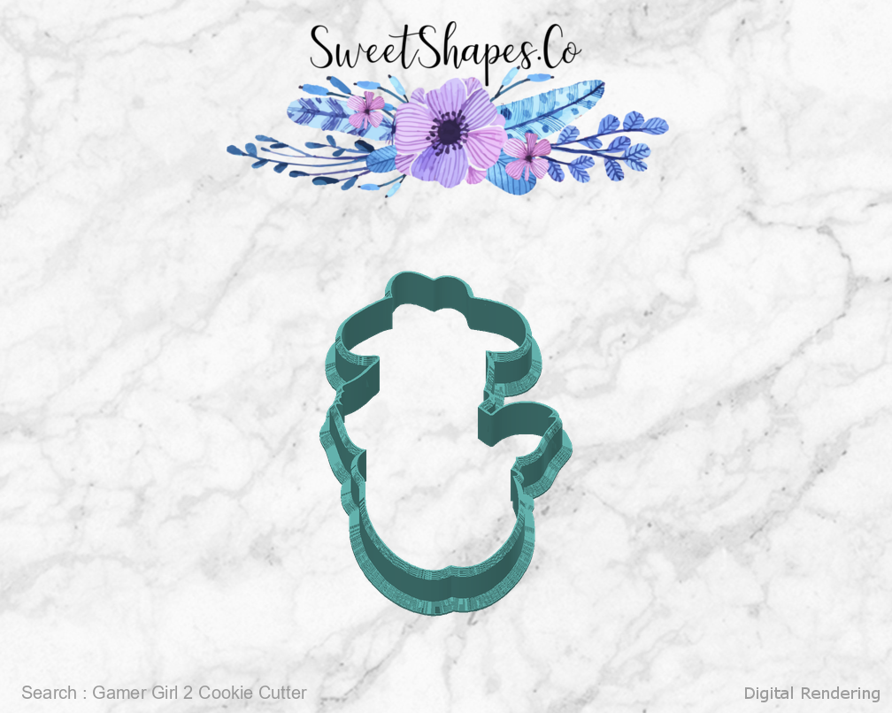 Gamer Girl 2 Cookie Cutter — back view