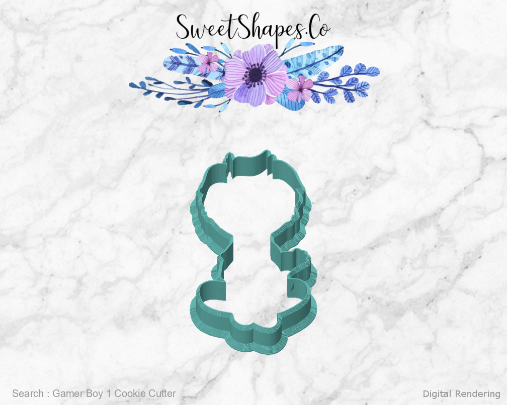 Gamer Boy 1 Cookie Cutter — front view