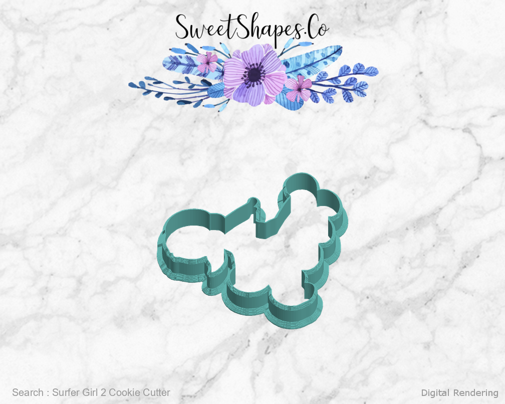 Surfer Girl 2 Cookie Cutter — left view