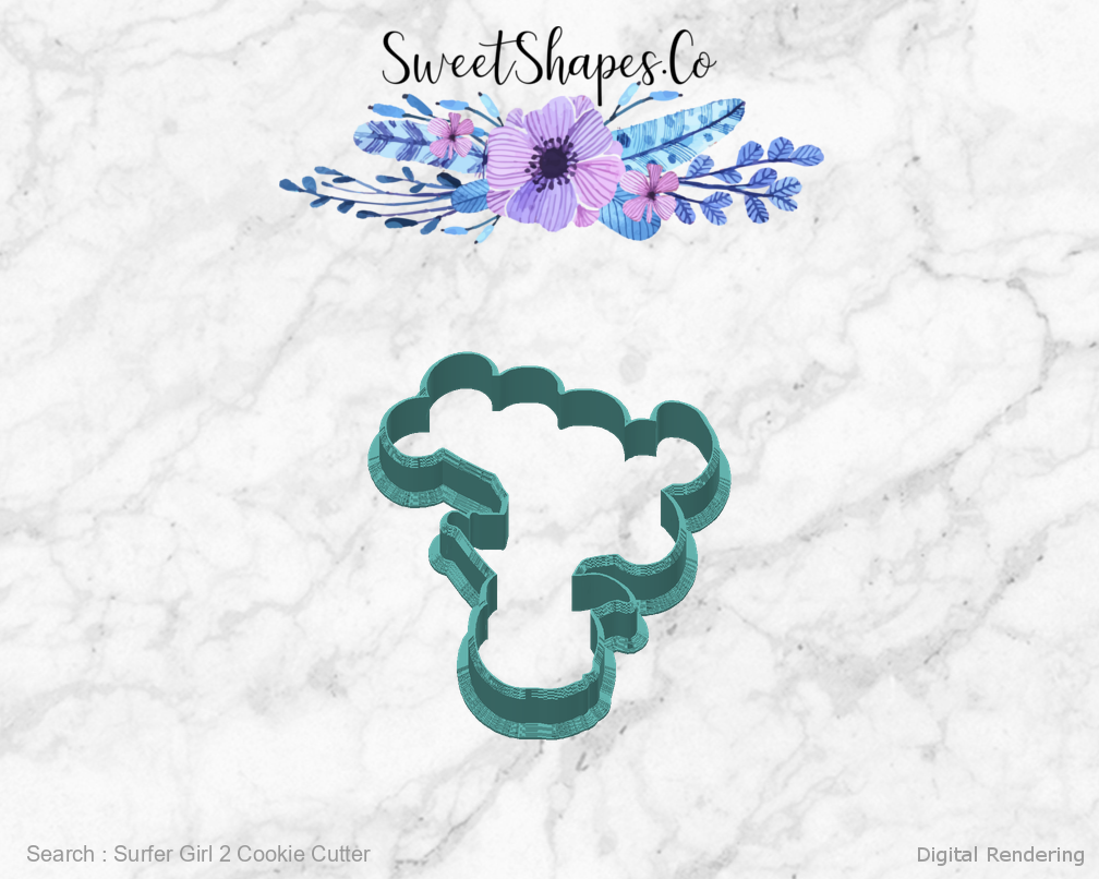 Surfer Girl 2 Cookie Cutter — back view