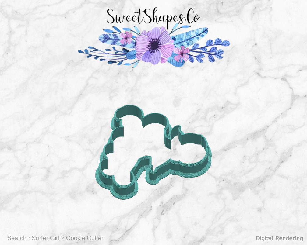 Surfer Girl 2 Cookie Cutter — right view