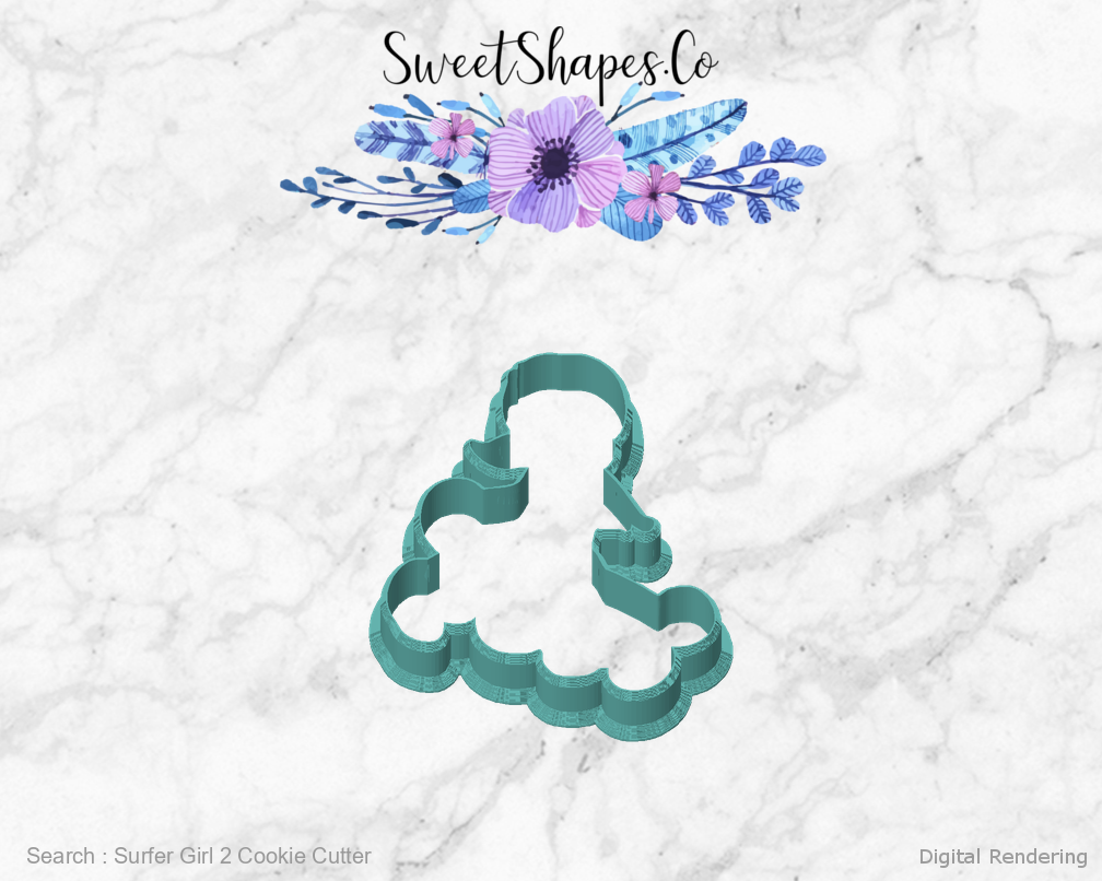 Surfer Girl 2 Cookie Cutter — front view