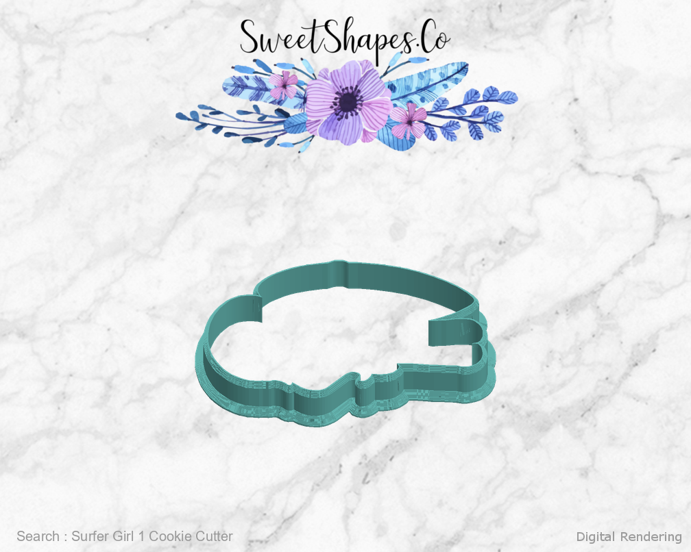 Surfer Girl 1 Cookie Cutter — left view