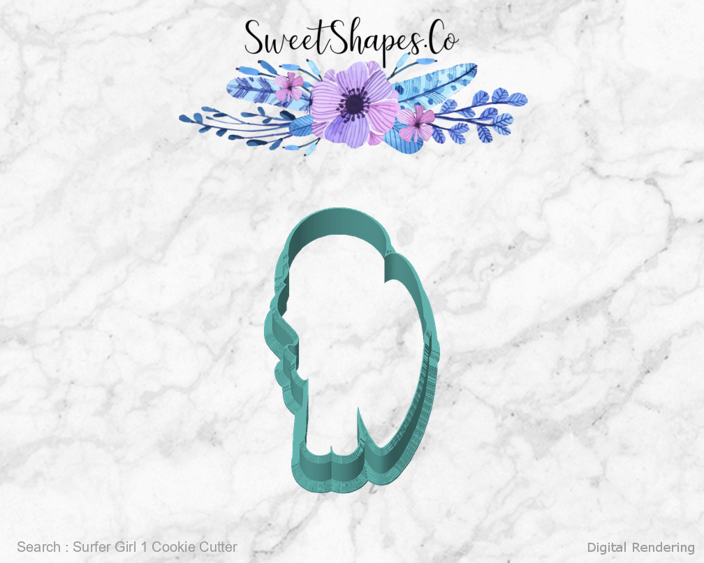 Surfer Girl 1 Cookie Cutter — front view